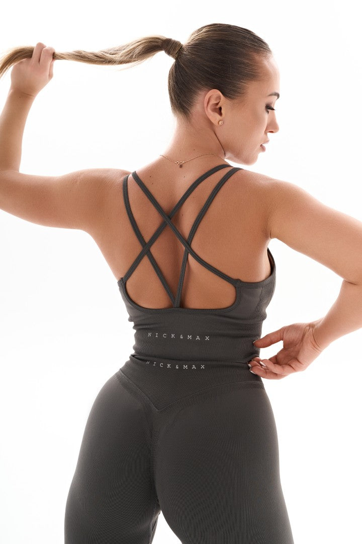 Set Fitness Gri Damă – Top + Leggings pentru Confort și Stil - NICK&MAX